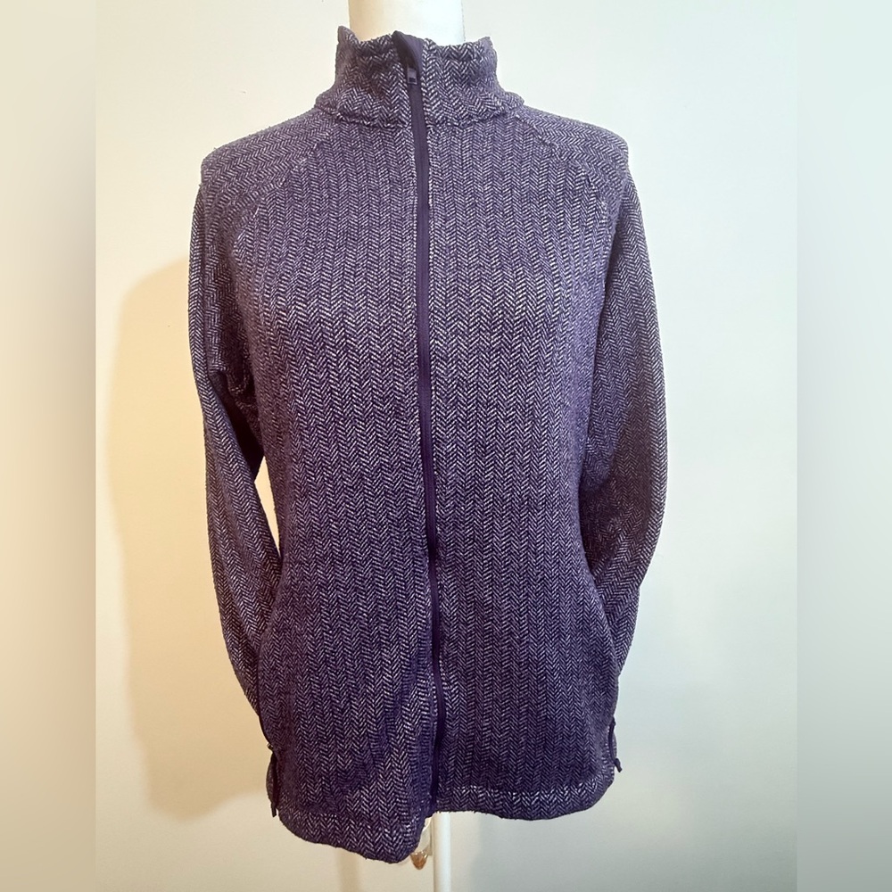 Columbia Purple Knit Herringbone Full Zip Jacket – Women’s XL - Picture 2 of 12